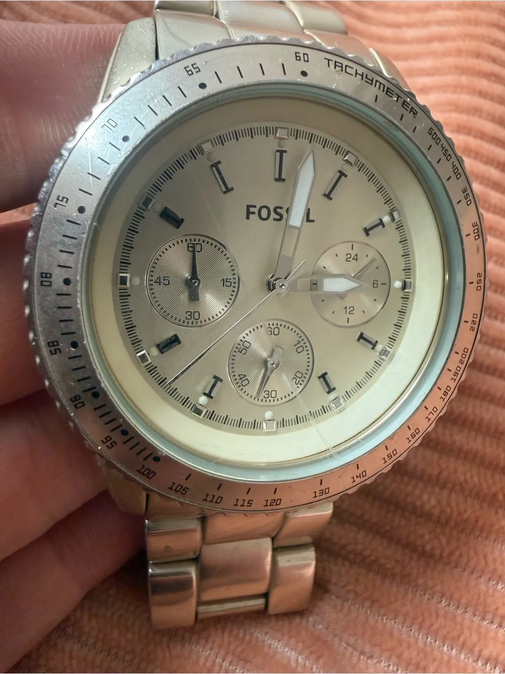 Fossil Silver Stainless Steel Chronograph Watch